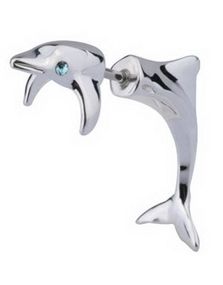 Fake Piercing med 3D formet Delfin - Stål