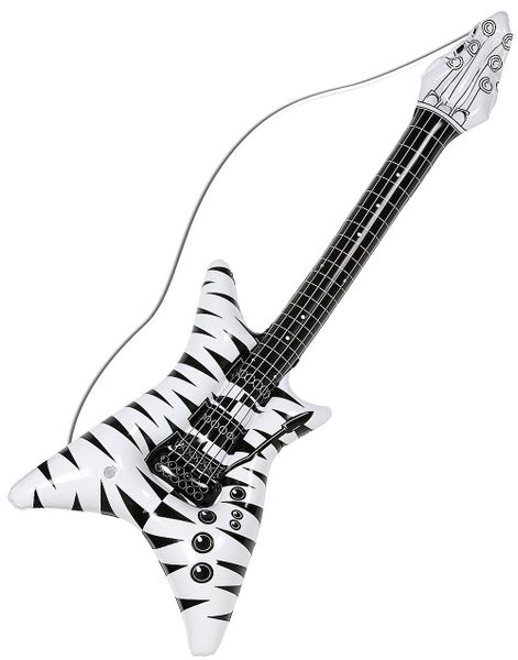 Oppustelig Hvid og Sort Elguitar - 92 cm