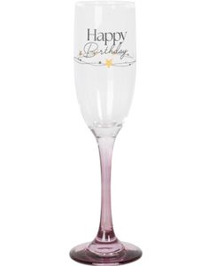 Happy Birthday - Champagneglass med Rosa Stett