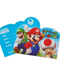 8 stk. Invitationer - Super Mario Party