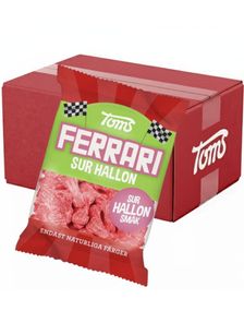 1795305600_630 stk Toms Ferrari Sur Hindbær - Bilformede Vingummistykker med Sur Hindbærsmag - Hele Æske 3,6 kg