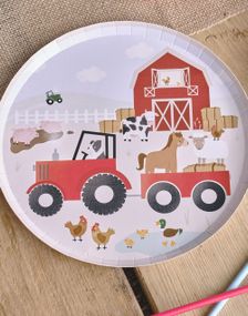 8 stk Papptallerkener med Gårdsmotiv 25 cm - Farm Friends