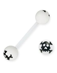 Crazy Skull Hvid - Tungepiercing