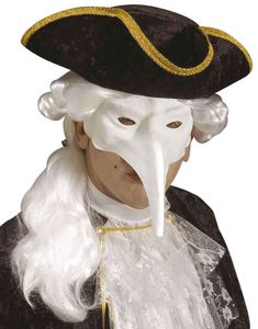 Hvid Venetiansk Maske Med Lang Næse - Kan Males!