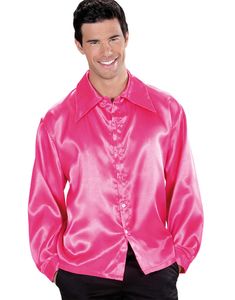 Pink Satin Kostumeskjorte til Mand