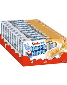 10 Stk 5 Pakninger Kinder Happy Hippo Hasselnød Kiks - Hel Kasse 1035 Gram