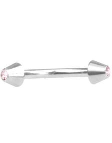 Dual Spike with Pink Diamond - 1.2 x 8 mm Øjenbrynspiercing