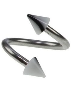 Curve Øjenbrynspiercing med Hvide og Sorte Spikes - 1.2 x 8 mm
