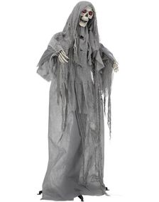 Grå Grim Reaper Dekorasjon med Lyd, Lys og Bevegelse 170 cm