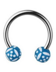 Øjenbrynspiercing Round with Dice - Blue/White - 1.2 x 10 mm