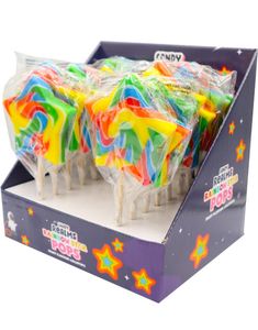 16 stk Star Lollies - Store Stjerneformede Kjærligheter på Pinne - Candy Realms - Hel Kasse 2 kg