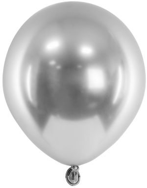 50 stk Glossy Sølvfargede Ballonger 12 cm