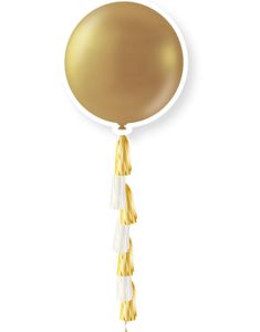 1 stk 91 cm - Guldfarvet Metallisk Ballon med Ballonhale
