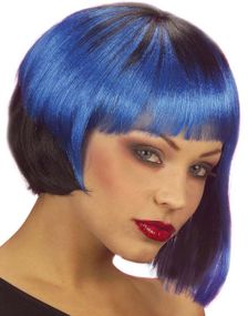 Neon Punk Wig - Sort og Blå Paryk