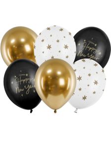 6 stk 30 cm Ballonger - Happy New Year Ballongbukett
