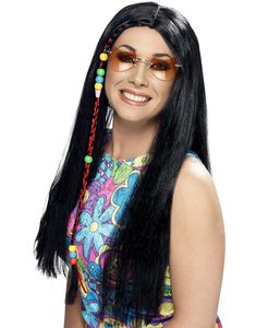 Sort Lang Hippieparyk med Perler