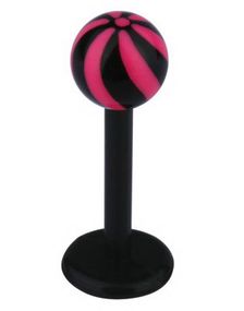 Candy Stripes Labret - Sort/Rosa - Strl 1,2x8x4mm