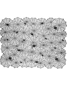 Sort Dug med Spindelvæv Edderkop Motiv 135x180 cm