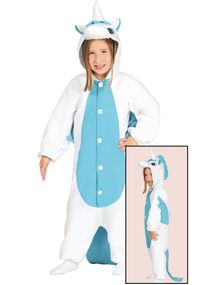 Kigurumi Blåt Unicorn Børnekostume