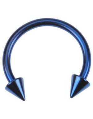 Rund Blå Øjenbrynspiercing med Spike Kugler - 1,2 x 10 mm