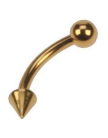 Banan Gull med Spike & Rund Kugle - 1,2 x 8 mm Øjenbrynspiercing