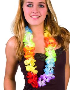Fluffy Pæn Hawaiikrans i Regnbuens Farver