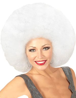 Overdimensioneret Hvid Afro Paryk
