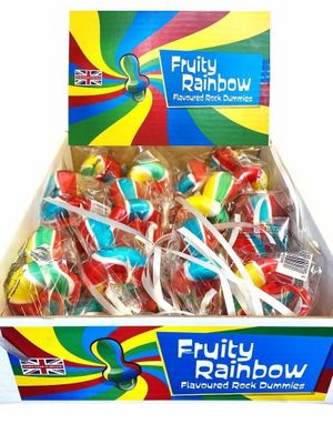 24 stk. Rainbow Rock Dummies - Regnbuefarvede sutter - Hele Kassen 1,8 kg