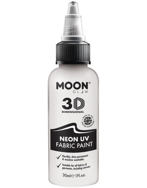 Hvid Neon UV/Blacklight Tekstilmaling 30 ml