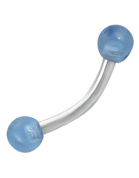 Banana Øjenbrynspiercing med Runde Lyseblå Kugler - 1.2 x 8 mm