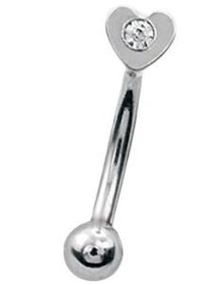 Hjerte med Sten - 1.2 x 8 mm Øjenbrynspiercing