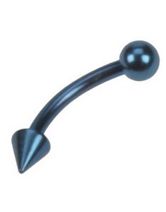 Banan Blå med Spike & Rund Kugle - 1,2 x 8 mm Øjenbrynspiercing
