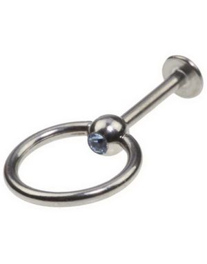 Labret med Blå Sten og Slavering - 1,2 x 8 mm