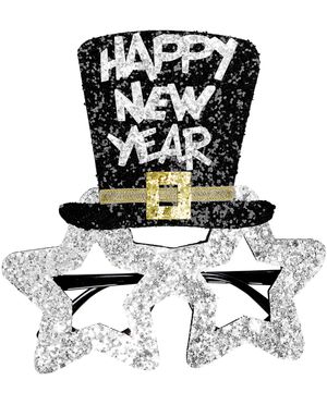 Sølvfarvede Happy New Year Briller