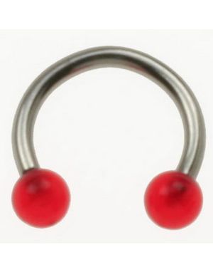 Rund Øjenbrynspiercing med Røde Kugler - 1.2 x 8 mm
