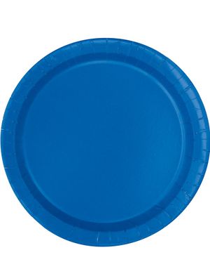 16 stk Royal Blå Paptallerkner 22 cm