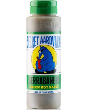Secret Aardvark Serrabanero Green Hot Sauce - Sterk og Smakfull Serrano og Habanero Chilisaus 236 ml (USA)