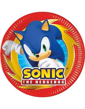 8 stk Papptallerkener 20 cm - Sonic the Hedgehog