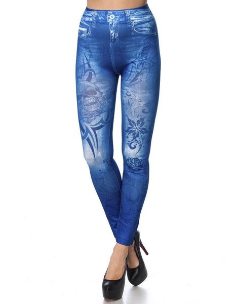 Seje Tights med Kranium og Blomster