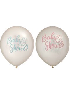 6 stk Rosa og Blå Babyshower Balloner 30 cm