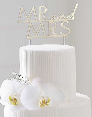 Mr and Mrs - Akrylisk Gullfarget Kaketopper 14,5x15,8 cm - Modern Luxe