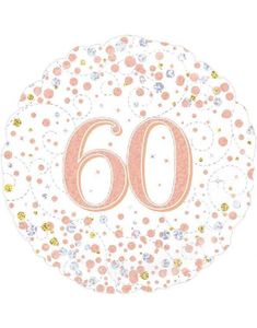 60-års Feiring - Hvit og Rosegull Holografisk Folieballong 45 cm