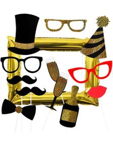 12 stk Foto Props + 1 stk Ramme Folieballong Party Sett