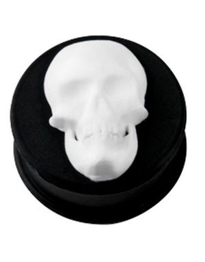 Smiling White Skull - Sort Piercing Plug