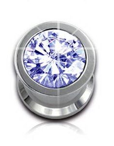 Piercing Plug med Indrammet Lys Lilla Sten