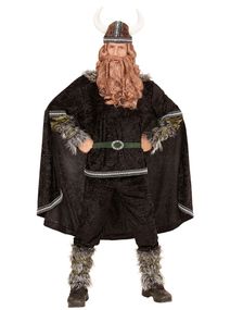 Sort Komplet Vikingkostume med Hat