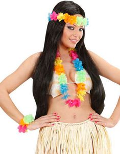 Farverigt Hawaii Krans Sæt - 3 Dele