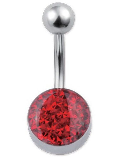 Glitzy Navlepiercing - Rød