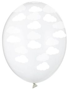 6 stk. Klare Ballonger med Skyer 30 cm