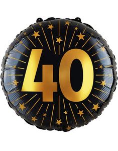 40-års Fejring - Sort og Guld Folieballon 46 cm